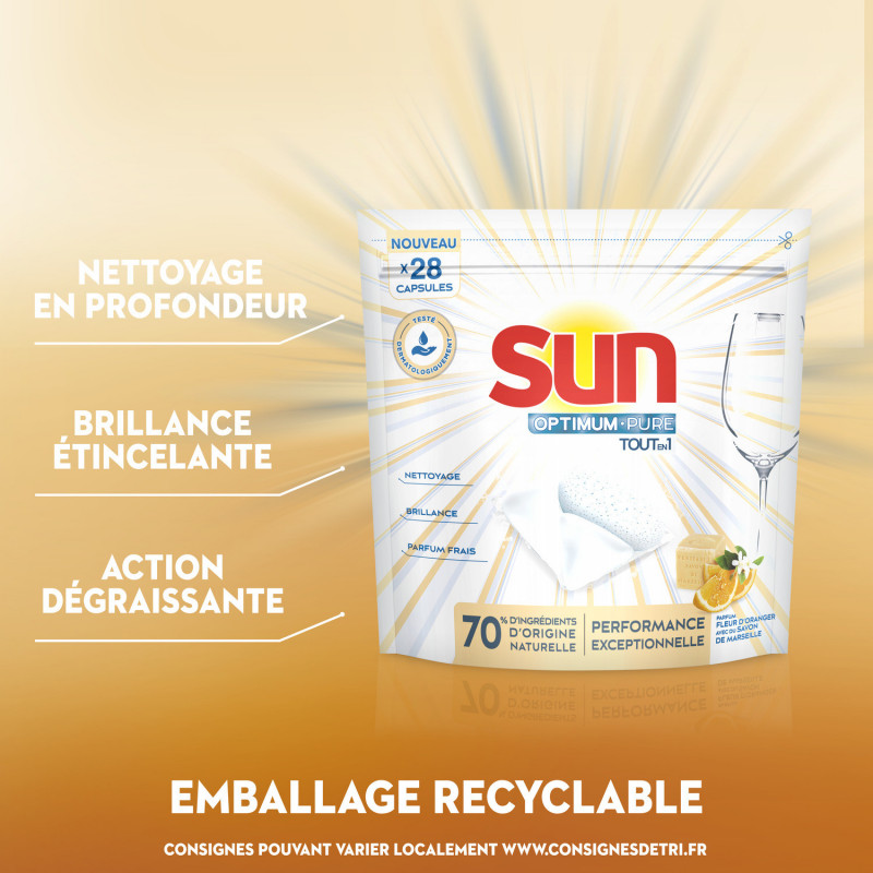 4x28 Capsules Lave Vaisselle Sun Optimum Pure Expert Extra Dégraissant