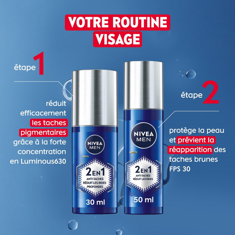 Pack de 2 NIVEA MEN Crème visage Homme Hydratante 2 en 1 Anti Âge