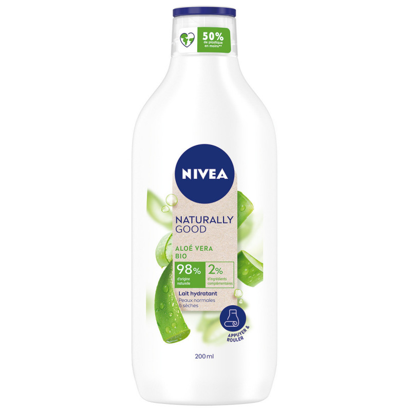 Lait corps hydratation intense 48h NIVEA NATURALLY GOOD Aloe Vera BIO pour peaux extra sèches et tiraillées 200ml