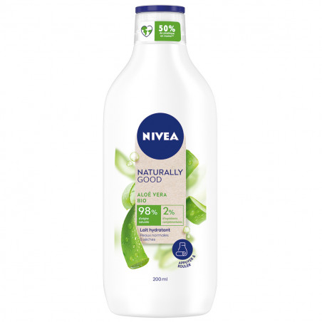 Lait corps hydratation intense 48h NIVEA NATURALLY GOOD Aloe Vera BIO pour peaux extra sèches et tiraillées 200ml