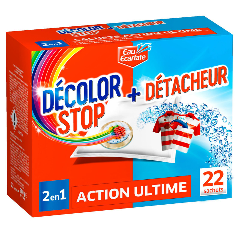 Décolor Stop Action Ultime 2 en 1 + Détacheur x22 Sachets