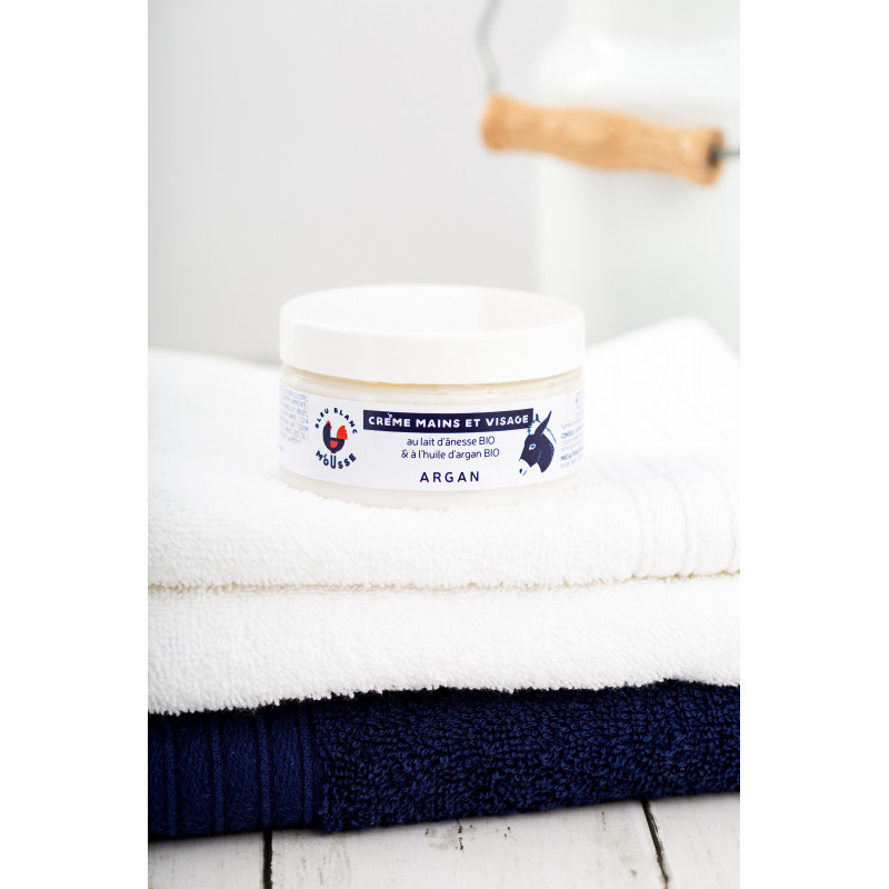 Bleu Blanc Mousse - Crème mains et visage au lait d'ânesse bio et a l'huile d'argan bio 100 ml