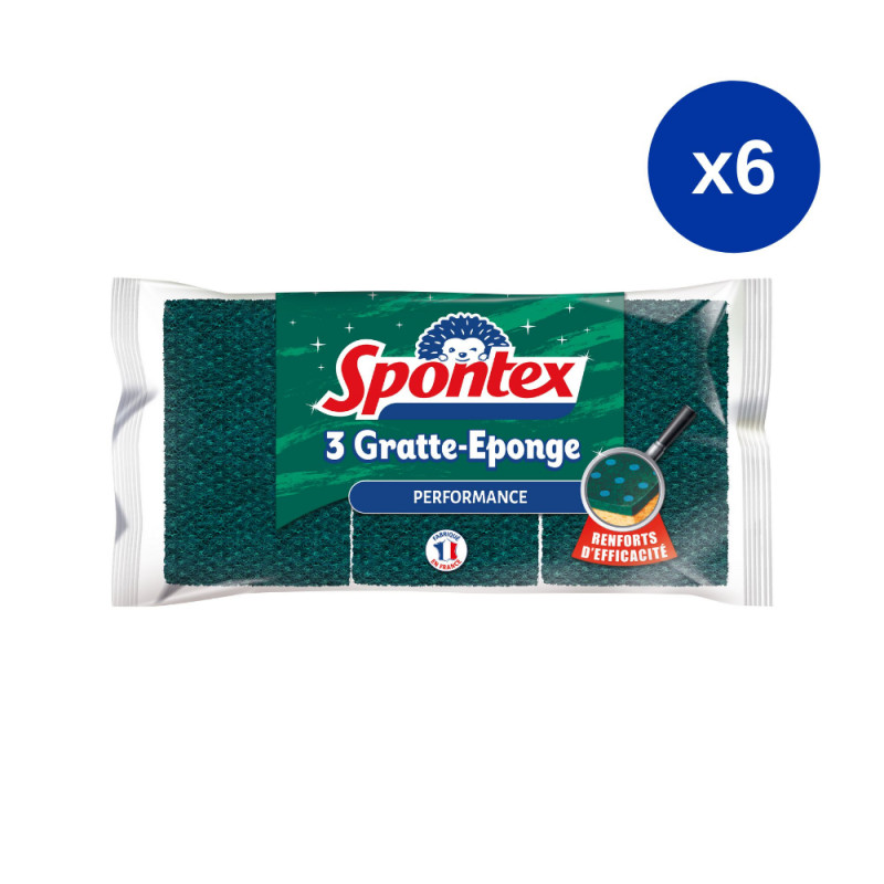 Pack de 6 - Spontex - 3 Gratte-Eponge Performance