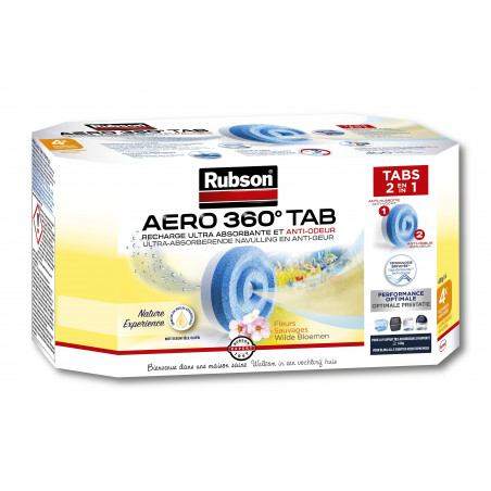 Rubson AERO 360° 4 Recharges en tabs de 450 g parfum lavande relaxante,  recharges pour