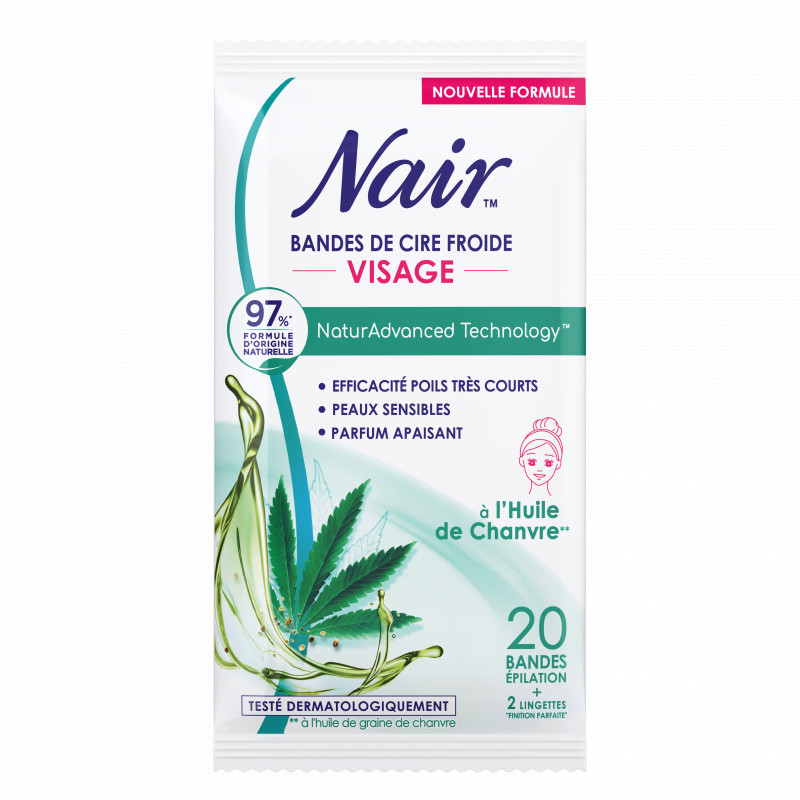 Nair - Bandes de cire froide Visage à l'huile de chanvre   -