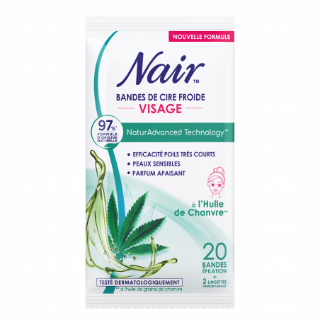 Nair - Bandes de cire froide Visage à l'huile de chanvre   -