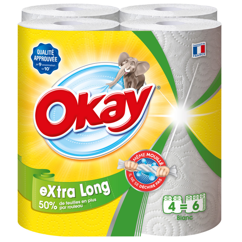 3 x 4 Rouleaux Essuie-tout Okay Extra Long