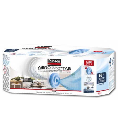 Rubson AERO 360° Absorbeur d'humidité pour pièces de 40 m²,  déshumidificateur d'air anti odeurs & anti moisissure, inclus 2 recharges  neutres de 450 g : : Cuisine et Maison