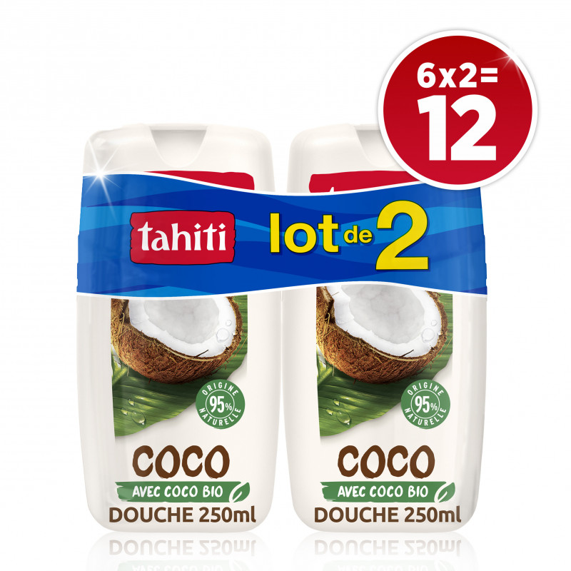 Pack de 6 - Lot Gel douche Tahiti Coco Nourrissante - 2x250ml