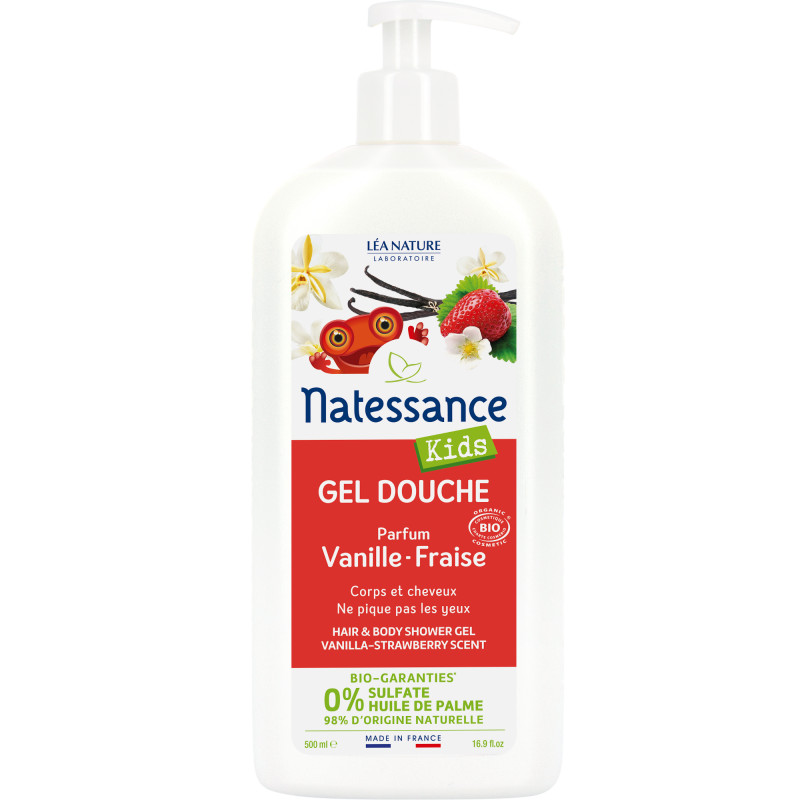 Natessance - Gel douche corps et cheveux Kids Vanille-Fraise