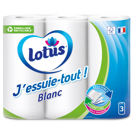 3 Rouleaux Essuie-tout Lotus J'essuie-tout