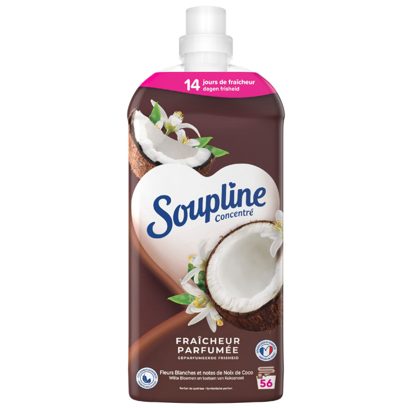 Soupline - Pack de 8 - SOUPLINE Adoucissant Linge Concentré Active Fresh  Gardénia 30 Jours de Fraîcheur 1200ml
