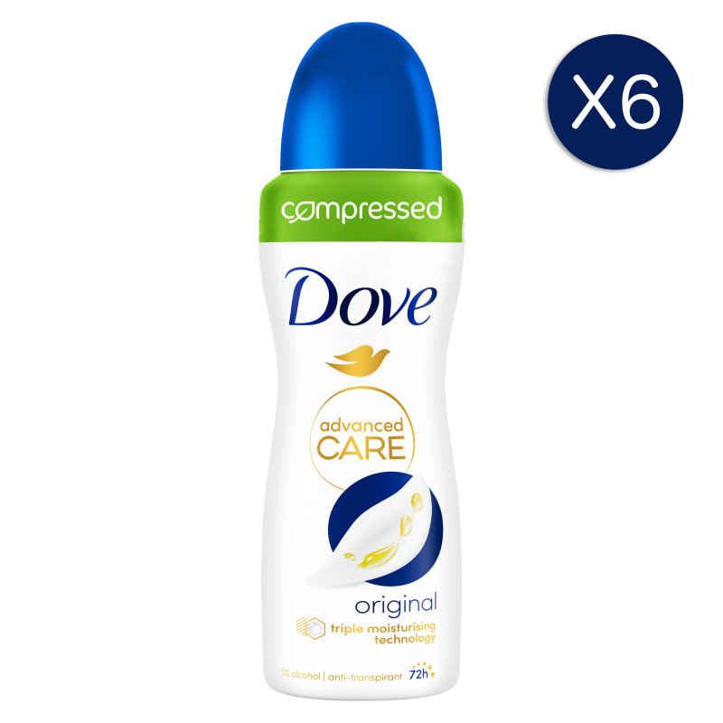 6 Déodorants DOVE Spray Compressé Anti-Transpirant Advanced Care Original (Lot 6x100ml)