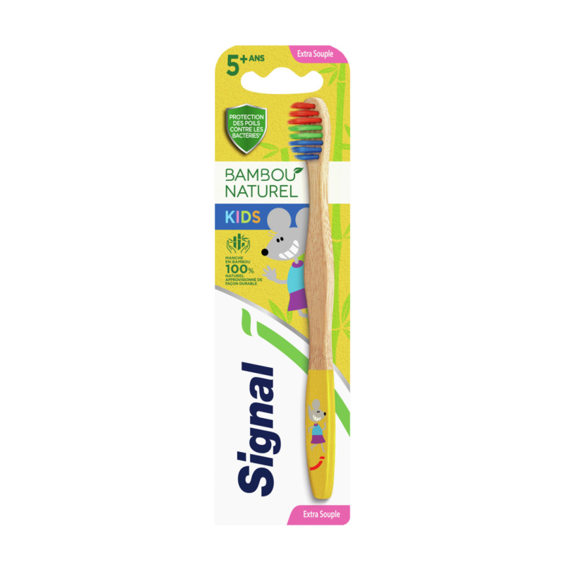 SIGNAL Kids Brosse à Dents Bambou Naturel Souple x1