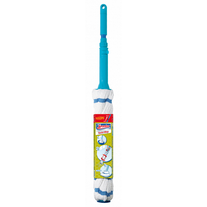 Spontex - 1 Balai à Franges à Essorage Intégré Twist Mop