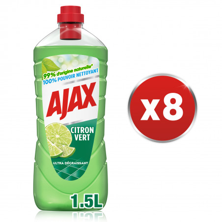Pack de 8 - AJAX Nettoyant Ménager Sols et Multi Surfaces Citron