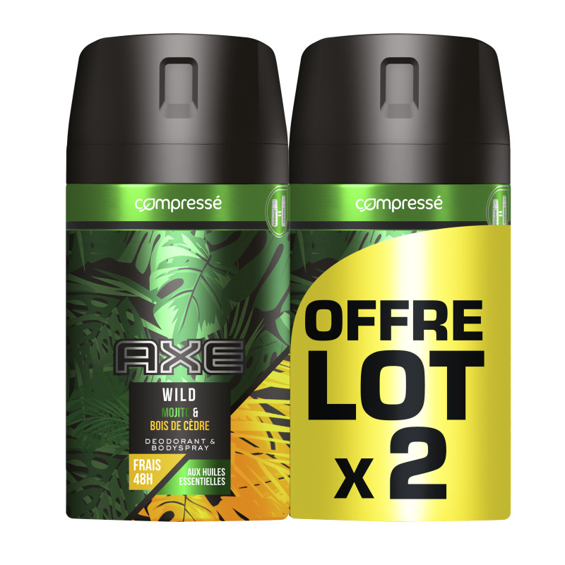 Pack de 2 - Axe Déodorant Homme Bois de Cèdre Lot 2x100ml