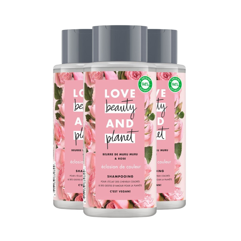 Pack de 3 - Love Beauty & Planet Shampooing Eclosion de couleur 400 ml