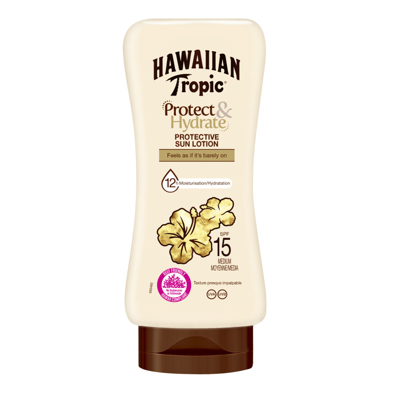 Lot de 2 - Hawaiian Tropic Lotion solaire  Protect & Hydrate SPF 15