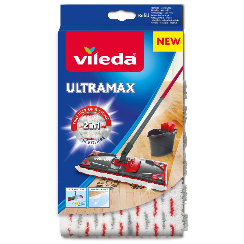 Vileda Kit de balai lave-sol UltraMat XL Turbo, noir, rouge 