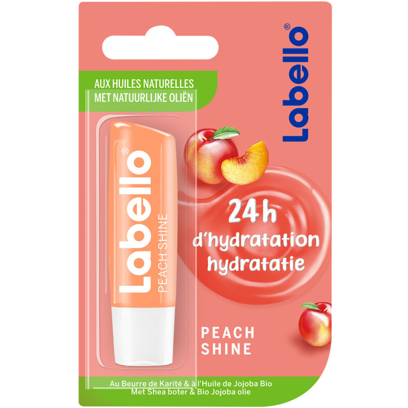 Pack de 6 - Labello Stick soin des lèvres hydratant Huiles naturelles Pêche 5,5ml