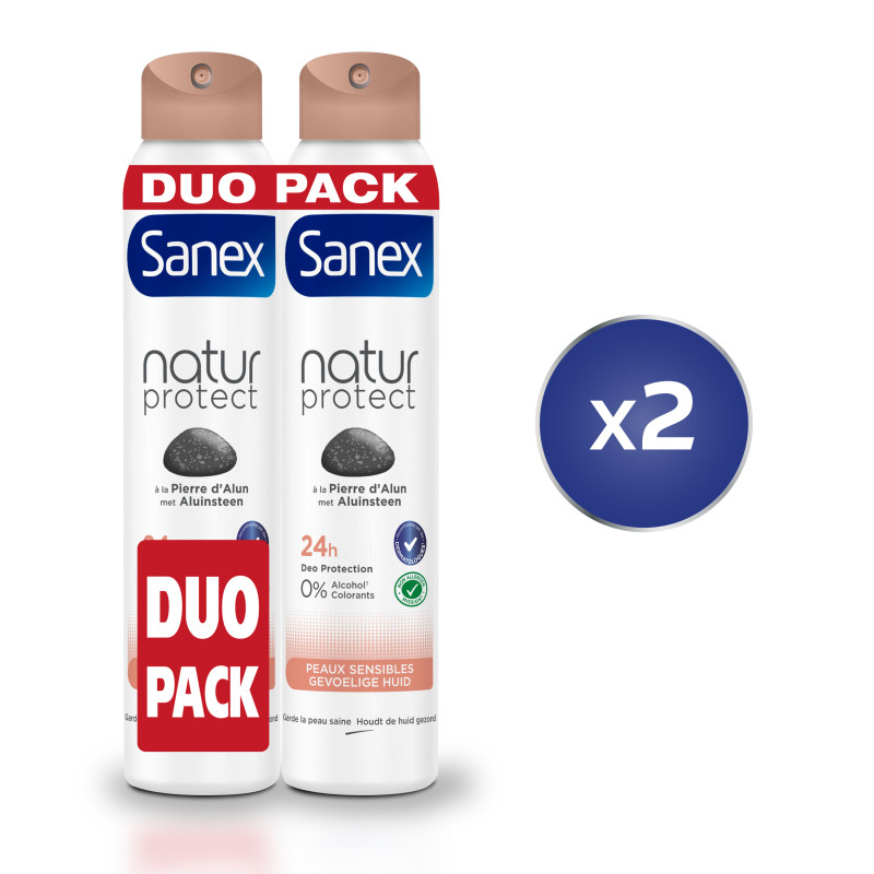 Pack de 2 - Lot de 2 Déodorants Sanex Pierre Alun Peaux Sensibles Spray 200ml