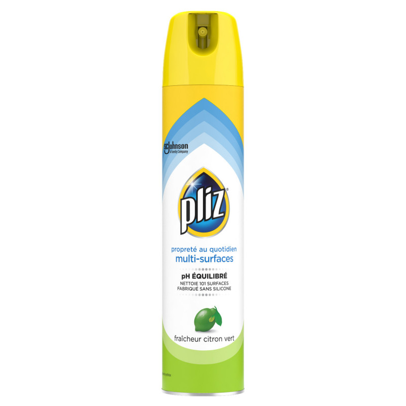 Pliz® AEROSOL  BRILANCE & SOIN NETTOYANT MULTI SURFACES FRAICHEUR CITRON VERT