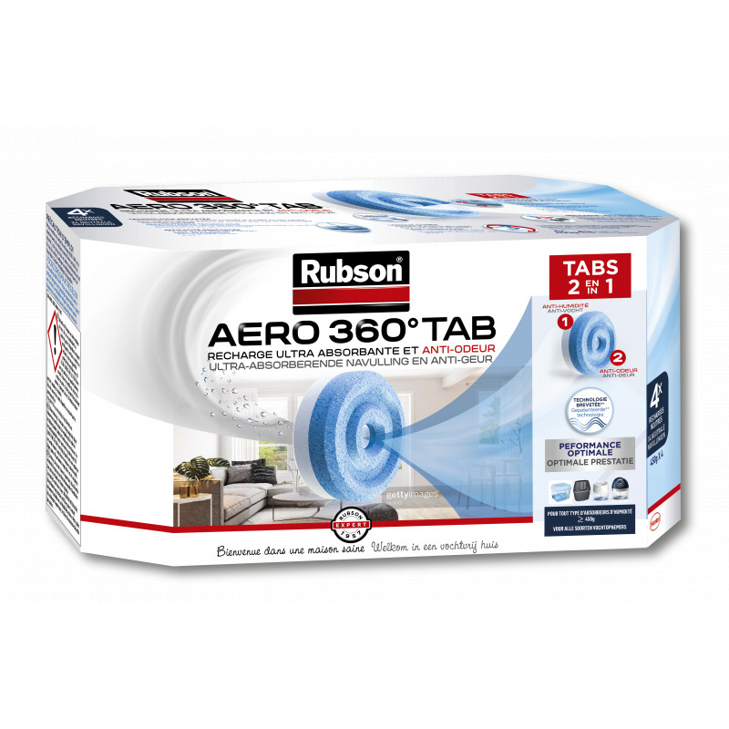 Rubson - Absorbeur Aero 360 Recharge Neutre Lot De 4
