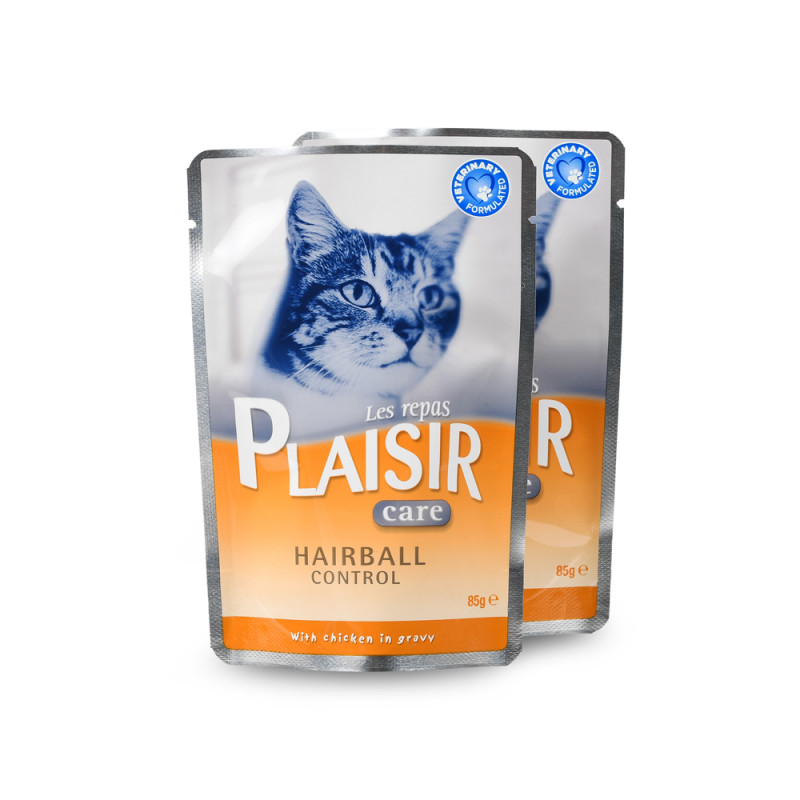 Pack de 48 - Repas Plaisir Care Emincés chat Adulte Hairball Control - Poulet Pochon 85g