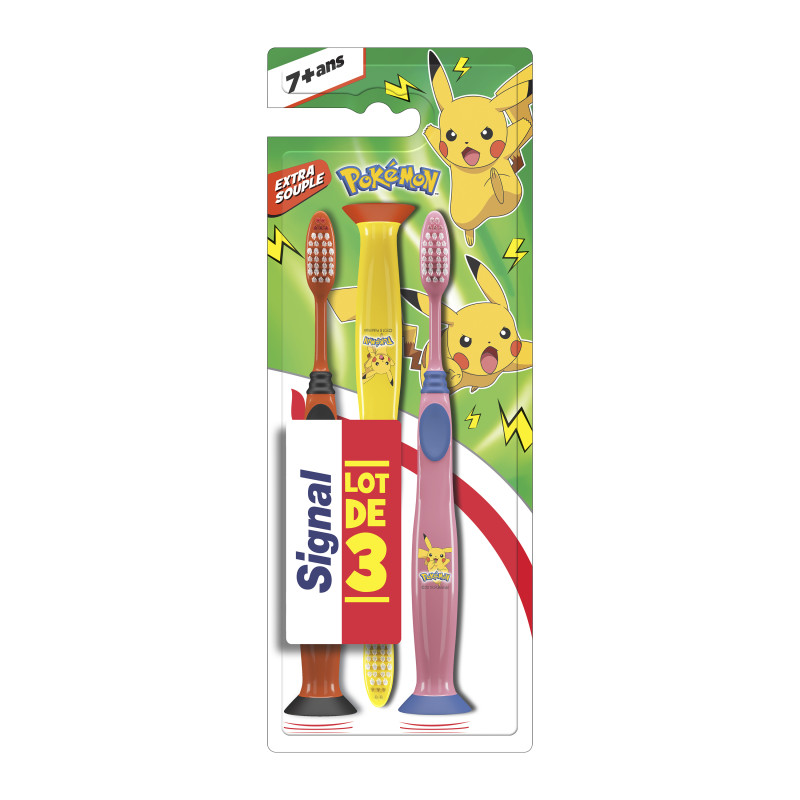 Signal Brosse à Dents Junior 7 + Ans Pokémon Extra Souple x3