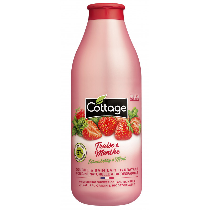 Cottage Douche & Bain Lait Hydratant Fraise & Menthe 750Ml