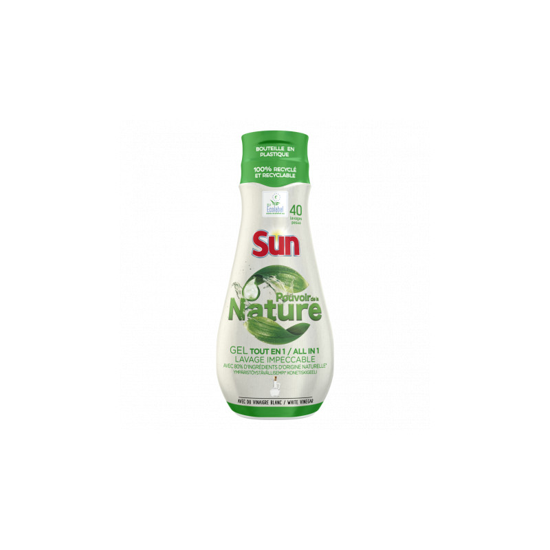 Pack de 6 Sun Tout En 1 Gel Lave-Vaisselle Pouvoir de la Nature Vinaigre 40 Lavages