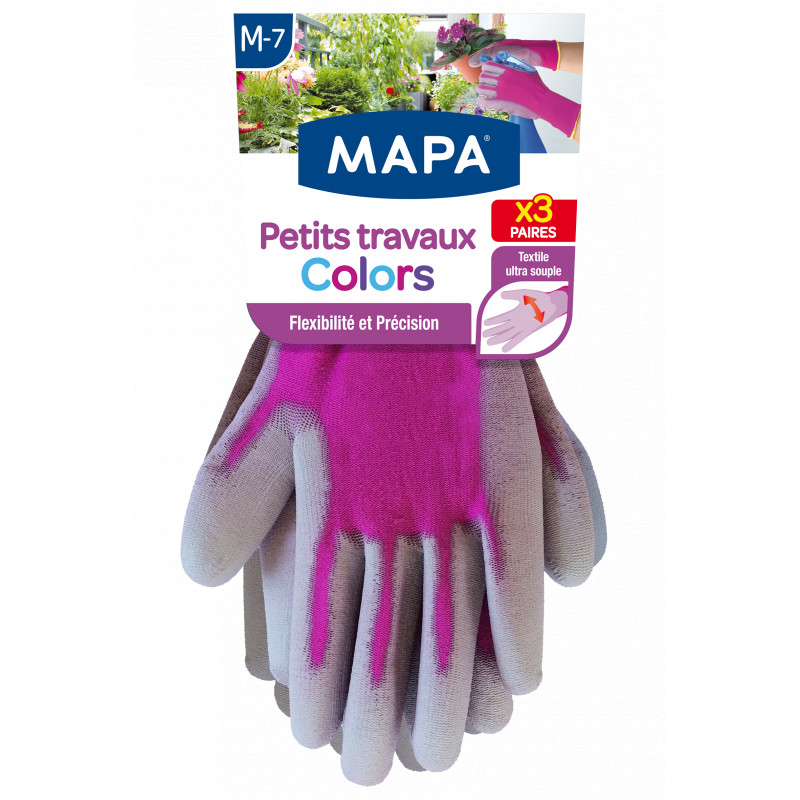 Mapa - Lot de 3 paires de Gants de Jardin Petits Travaux Colors - T.M (7)