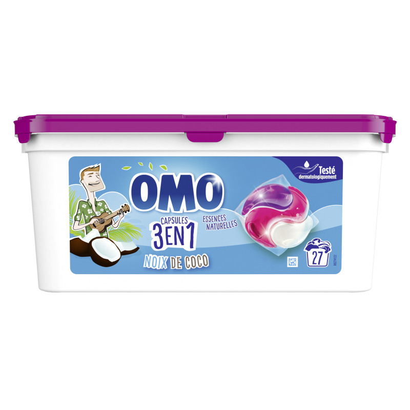 Omo Lessive Capsules 3en1 Noix de Coco 27 Lavages